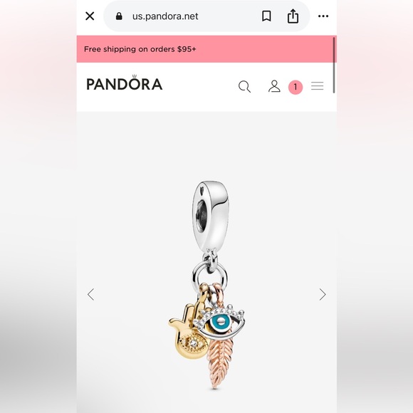 NEW & Authentic✨  Hamsa, All-seeing Eye & Feather Spirituality Dangle Charm - Picture 4 of 5